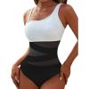 imageBlooming Jelly Womens Sexy One Piece Bathing Suits One Shoulder Swimsuits Slimming Mesh SwimwearBlack and White