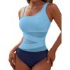 imageBlooming Jelly Womens Sexy One Piece Bathing Suits One Shoulder Swimsuits Slimming Mesh SwimwearSkyblue