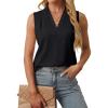 imageBlooming Jelly Womens Summer Tank Tops Sleeveless Business Work Shirts Pleated Dressy Blouses Outfits 2024Black