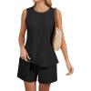 imageBlooming Jelly Womens Summer Two Piece Sets Vacation Outfits Pleated Button Linen Matching Set Tank Top Shorts with PocketsBlack