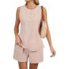 imageBlooming Jelly Womens Summer Two Piece Sets Vacation Outfits Pleated Button Linen Matching Set Tank Top Shorts with PocketsLight Apricot