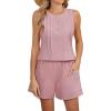 imageBlooming Jelly Womens Summer Two Piece Sets Vacation Outfits Pleated Button Linen Matching Set Tank Top Shorts with PocketsPink