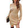 imageBlooming Jelly Womens Sweater Dress Bodycon Long Sleeve Off The Shoulder Pullover Sweaters Fall 2023Khaki
