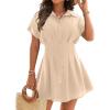 imageBlooming Jelly Womens Swimsuit Coverup Beach Bathing Suit Cover Up Button Down Shirt Dresses Pleated Bikini SwimwearApricot