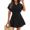 imageBlooming Jelly Womens Swimsuit Coverup Beach Bathing Suit Cover Up Button Down Shirt Dresses Pleated Bikini SwimwearBlack