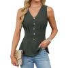imageBlooming Jelly Womens Tank Top Summer Outfits Sleeveless Dressy Casual Blouses V Neck Work Shirts 2025 TrendyArmy Green