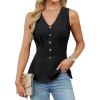 imageBlooming Jelly Womens Tank Top Summer Outfits Sleeveless Dressy Casual Blouses V Neck Work Shirts 2025 TrendyBlack