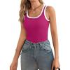 imageBlooming Jelly Womens Tank Tops Built in Bra Summer Trendy Sleeveless Tops Ribbed Square Neck ShirtsFuchsia