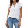 imageBlooming Jelly Womens White Blouse V Neck Ruffle Sleeve Flowy Shirts Dressy Casual Cute Summer TopsWhite