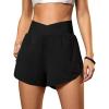 imageBlooming Jelly Womens Workout Shorts Athletic Running Shorts Crossover High Waisted Gym Shorts with Zipper Pockets 25quotBlack