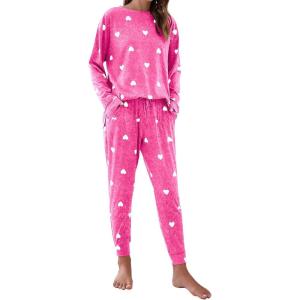 imageBlooming Jelly Womens Cute Pajama Sets Long Sleeve Heart Printed Lounge Set Pockets Two Piece Outfits 2025Pink