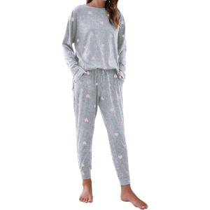 imageBlooming Jelly Womens Cute Pajama Sets Long Sleeve Heart Printed Lounge Set Pockets Two Piece Outfits 2025Pink Heart