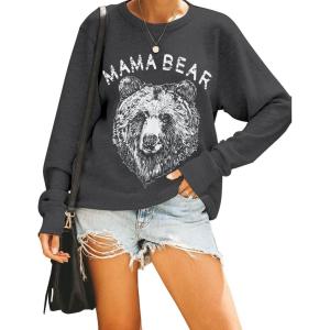 imageBlooming Jelly Womens Mama Sweatshirt Crewneck Loose Fit Soft Cute Long Sleeve Tops Ladies Graphic Casual Fall Mom ShirtsDark Grey