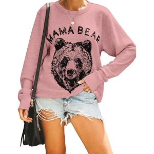 imageBlooming Jelly Womens Mama Sweatshirt Crewneck Loose Fit Soft Cute Long Sleeve Tops Ladies Graphic Casual Fall Mom ShirtsLight Pink