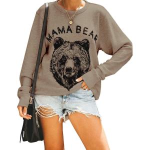 imageBlooming Jelly Womens Mama Sweatshirt Crewneck Loose Fit Soft Cute Long Sleeve Tops Ladies Graphic Casual Fall Mom ShirtsMocha