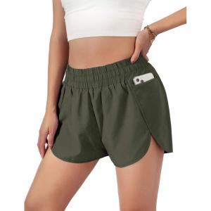 imageBlooming Jelly Womens QuickDry Running Shorts Workout Sport Layer Active Shorts with Pockets 175quotArmy Green