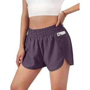 imageBlooming Jelly Womens QuickDry Running Shorts Workout Sport Layer Active Shorts with Pockets 175quotDark Purple