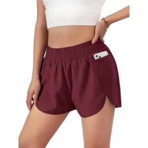 imageBlooming Jelly Womens QuickDry Running Shorts Workout Sport Layer Active Shorts with Pockets 175quotDark Wine Red