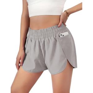 imageBlooming Jelly Womens QuickDry Running Shorts Workout Sport Layer Active Shorts with Pockets 175quotGrey