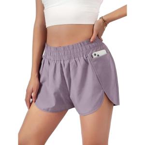 imageBlooming Jelly Womens QuickDry Running Shorts Workout Sport Layer Active Shorts with Pockets 175quotPurple