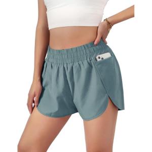 imageBlooming Jelly Womens QuickDry Running Shorts Workout Sport Layer Active Shorts with Pockets 175quotSage Green
