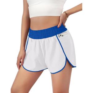 imageBlooming Jelly Womens QuickDry Running Shorts Workout Sport Layer Active Shorts with Pockets 175quotWhite Blue