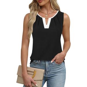 imageBlooming Jelly Womens Summer Tank Top Sleeveless Business Casual Outfits 2025 Basic Loose Dressy Work ShirtBlack White