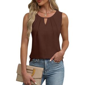 imageBlooming Jelly Womens Summer Tank Top Sleeveless Business Casual Outfits 2025 Basic Loose Dressy Work ShirtBrown