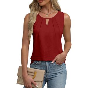 imageBlooming Jelly Womens Summer Tank Top Sleeveless Business Casual Outfits 2025 Basic Loose Dressy Work ShirtDark Red