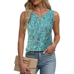 imageBlooming Jelly Womens Summer Tank Top Sleeveless Business Casual Outfits 2025 Basic Loose Dressy Work ShirtGreen Floral