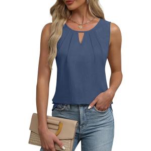 imageBlooming Jelly Womens Summer Tank Top Sleeveless Business Casual Outfits 2025 Basic Loose Dressy Work ShirtHaze Blue