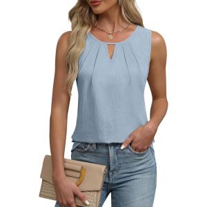 imageBlooming Jelly Womens Summer Tank Top Sleeveless Business Casual Outfits 2025 Basic Loose Dressy Work ShirtLight Grey Blue