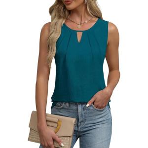 imageBlooming Jelly Womens Summer Tank Top Sleeveless Business Casual Outfits 2025 Basic Loose Dressy Work ShirtPeacock Green