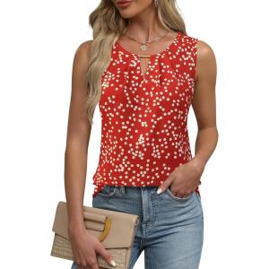 imageBlooming Jelly Womens Summer Tank Top Sleeveless Business Casual Outfits 2025 Basic Loose Dressy Work ShirtRed Dot