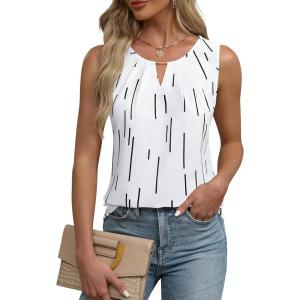 imageBlooming Jelly Womens Summer Tank Top Sleeveless Business Casual Outfits 2025 Basic Loose Dressy Work ShirtWhite Stripe