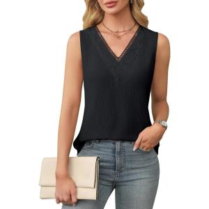 imageBlooming Jelly Womens Summer Tank Tops Trendy Sleeveless Business Casual Outfits Dressy Loose Basic Work ShirtsBlack