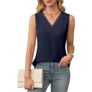 imageBlooming Jelly Womens Summer Tank Tops Trendy Sleeveless Business Casual Outfits Dressy Loose Basic Work ShirtsNavy Blue