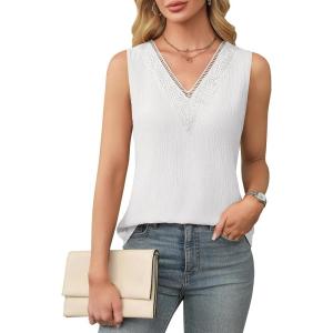 imageBlooming Jelly Womens Summer Tank Tops Trendy Sleeveless Business Casual Outfits Dressy Loose Basic Work ShirtsWhite