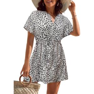 imageBlooming Jelly Womens Swimsuit Cover Ups Button Down Bathing Suit Coverups Bikini Beach Dress for SwimwearLeopard