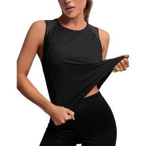 imageBlooming Jelly Womens Workout Tank Tops Loose Fit High Neck Athletic Running Crop Tanks Open Back Sleeveless Gym ShirtsBlack