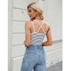 imageBlooming Jelly Women Ribbed Tank Tops with Built in Shelf Bras Sleeveless Camisole Tops Summer Cami 2025White Striped