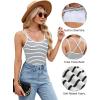 imageBlooming Jelly Women Ribbed Tank Tops with Built in Shelf Bras Sleeveless Camisole Tops Summer Cami 2025White Striped