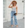 imageBlooming Jelly Women Ribbed Tank Tops with Built in Shelf Bras Sleeveless Camisole Tops Summer Cami 2025White Striped