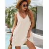 imageBlooming Jelly Womens Casual Sun Summer Dresses Swiss Polka Dot Beach Cover Up V Neck Tank Dress with PocketsBeige