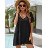 imageBlooming Jelly Womens Casual Sun Summer Dresses Swiss Polka Dot Beach Cover Up V Neck Tank Dress with PocketsBlack Short Sleeve