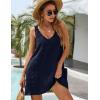 imageBlooming Jelly Womens Casual Sun Summer Dresses Swiss Polka Dot Beach Cover Up V Neck Tank Dress with PocketsDark Blue