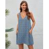 imageBlooming Jelly Womens Casual Sun Summer Dresses Swiss Polka Dot Beach Cover Up V Neck Tank Dress with PocketsHaze Blue
