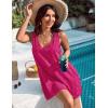 imageBlooming Jelly Womens Casual Sun Summer Dresses Swiss Polka Dot Beach Cover Up V Neck Tank Dress with PocketsHot Pink