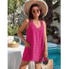 imageBlooming Jelly Womens Casual Sun Summer Dresses Swiss Polka Dot Beach Cover Up V Neck Tank Dress with PocketsHot Pink