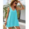 imageBlooming Jelly Womens Casual Sun Summer Dresses Swiss Polka Dot Beach Cover Up V Neck Tank Dress with PocketsNile Blue